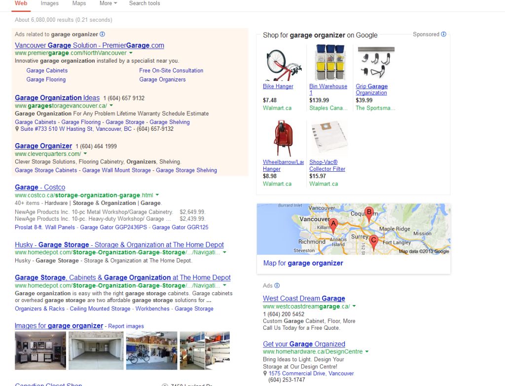 How Google's search engine shows text and product information results, while Pinterest shows lifestyle results. 
