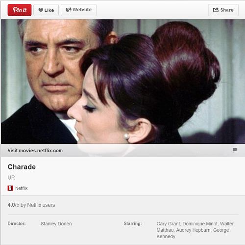 Now Pinterest allows Rich Pins for movies. This is an example of one used by <a href=