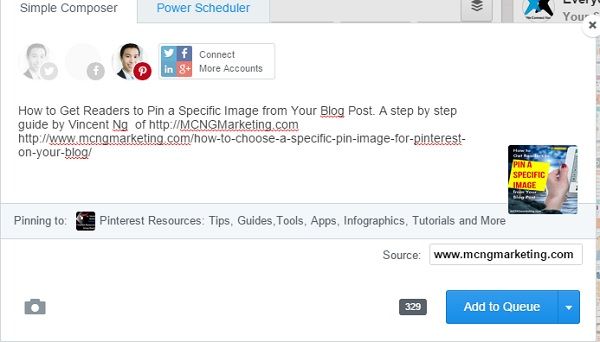 Buffer allows you to schedule pins and adds the pin's original url into the pin description. 