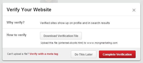 How to confirm your website verification with Pinterest