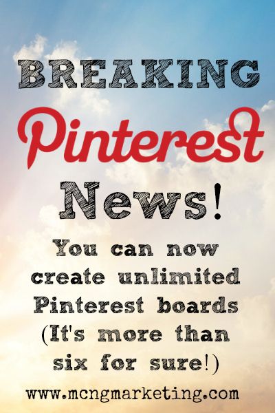 Create an unlimited amount of secret boards on Pinterest. (We know for sure you can create more than six!) Article written by Vincent Ng of MCNGmarketing.com