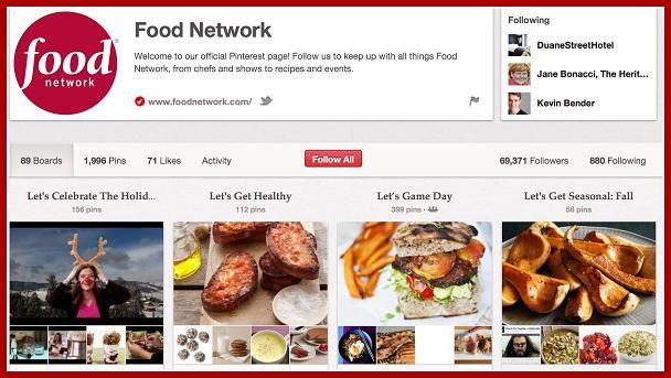 Food Network Screenshot - Group boards can benefit the small business owner