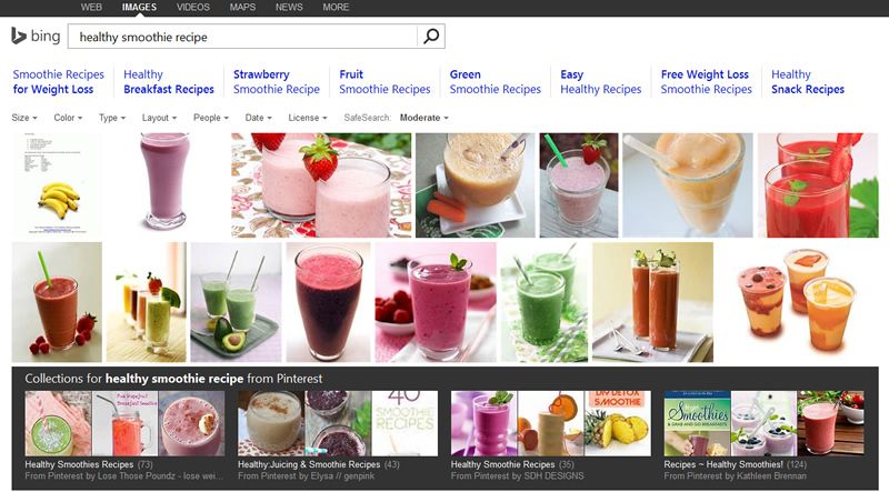Pinterest boards are already showing up in Bing image search results.