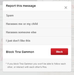 You can report and block Pinterest messages